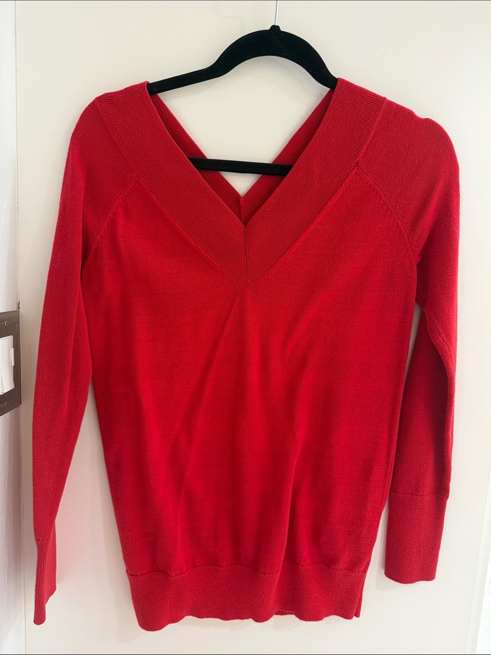 CAbi Women's V-Neck Sweater in Bright Red
